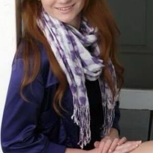 Purple and White Water Color Checked Scarf